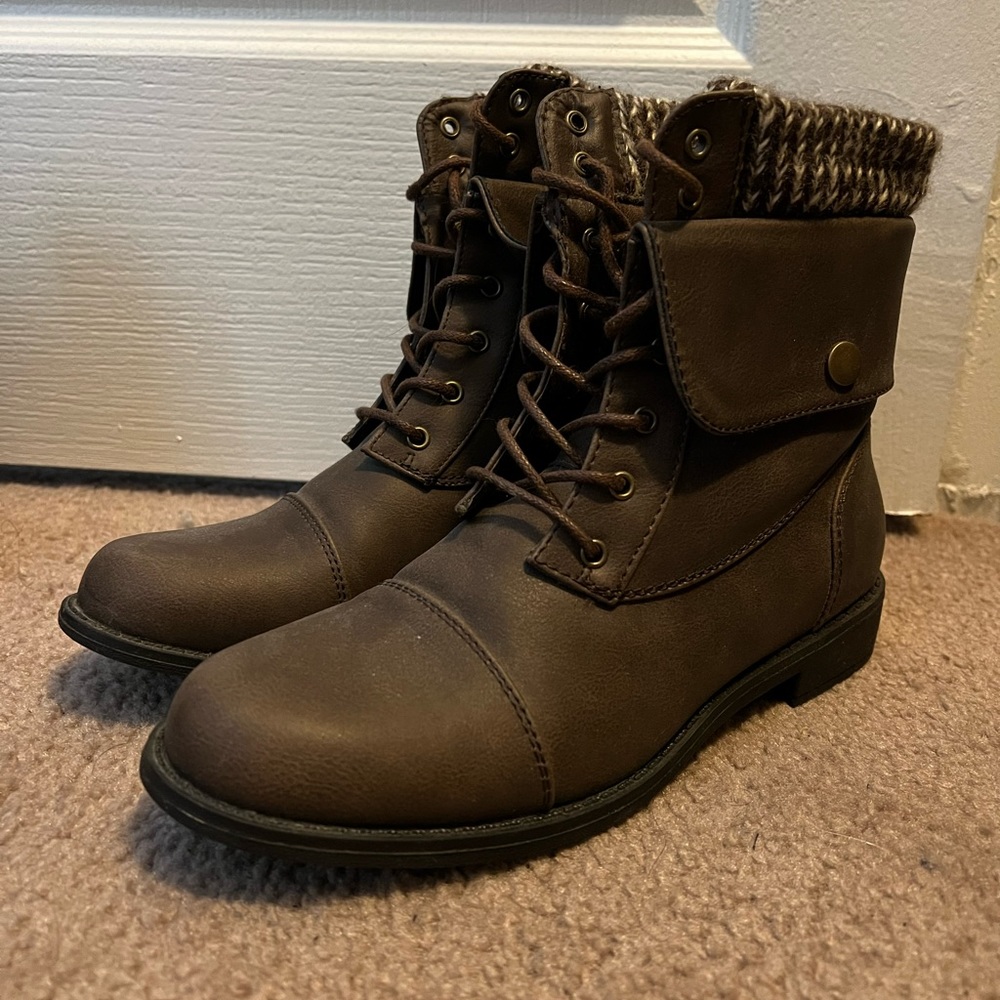 Carissa Sweater Cuff Lace-Up Boot